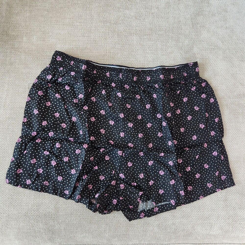 Victoria's Secret XS Black Pink Rose Boxy Pajama Shorts NWT